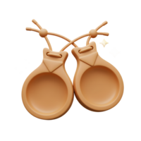 Illustrative Castanets Pair with Attached Strings and Sparkling Stars png