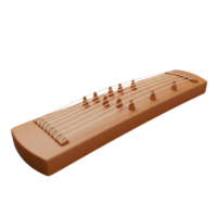 Zither Instrument Illustration with Strings and Wooden Details Depicted png
