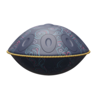Isolated Handpan Percussion Instrument with Decorative Patterns and Soft Lighting png