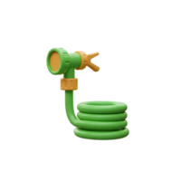 Green Garden Hose with Nozzle Coiled Neatly on White Background png