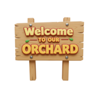 Welcome to Orchard Sign on Wood Plank Background Illustration png
