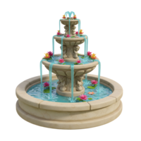 Water Fountain with Lily Pads and Water Flowing Downwards png