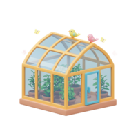 Greenhouse with Plants, Birds, and Butterflies Adds Whimsical Touch png