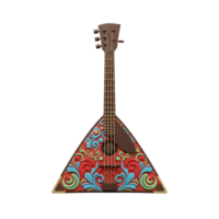 Decorated Stringed Instrument with Triangular Body against White Backdrop png