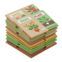 Stack of Colorful Packets with Seed Illustrations for Planting Garden png