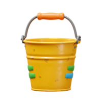 Isolated Yellow Bucket with Handle and Colorful Accents for Play png