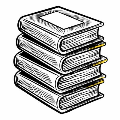 Vintage Stack of Books Illustration Hand Drawn Retro Sketch