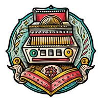 Vintage Cash Register in Ornate Frame with Floral and Leaf Patterns vector