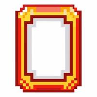Decorative Pixel Art Frame in Retro Game Style with a Red and Gold Color Scheme vector