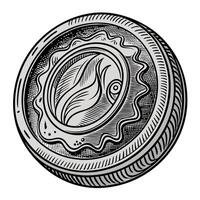 A coin with a flower design on it vector
