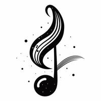 Abstract Musical Note with Swirl and Dot Elements in Black and White Illustration vector