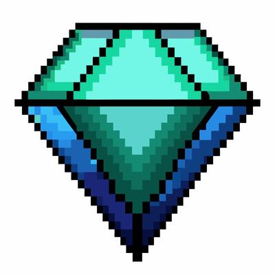 Pixel Art Blue Diamond Icon Retro Gaming, 8 Bit Style, Digital Illustration, Modern Pixel Trends