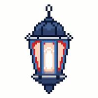 Retro Pixel Art Lantern Nostalgic 8 Bit Decorative Light Illustration vector