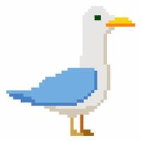 Retro Pixel Art Seagull Illustration Nostalgic Game Graphics and Digital Art Style vector