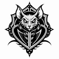 Ornate Gothic Bat Emblem Art with Intricate Geometric Patterns vector