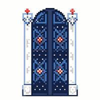 Pixel Art Gate with Gothic Design Elements vector