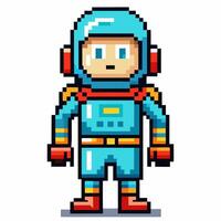 Pixel Art Astronaut Character Illustration in Retro Game Style vector