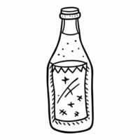 Hand Drawn Sparkling Beverage Bottle Illustration with Decorative Patterns vector