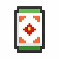 Pixel Art Playing Card Icon With Geometric Design in Green and Red vector