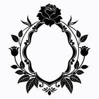 Elegant Floral Oval Frame with Rose and Leaf Design for Invitations and Crafts vector
