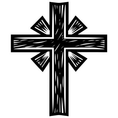Hand Drawn Religious Cross Illustration with Decorative Details for Inspirational Designs