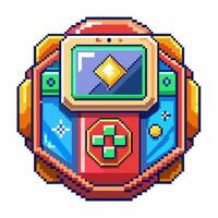 Vibrant Pixel Art Retro Game Console Icon with Bold Colors and 8 Bit Style vector
