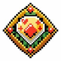 Retro Pixel Art Badge with Geometric Shape and Vibrant Colors vector