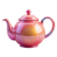 Vibrant Glossy Teapot with Smooth Curves on Transparent Background png