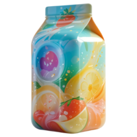 Vibrant 3D Glossy Juice Box with Smooth Curves on Transparent Background png