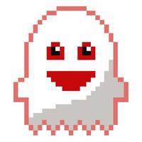 Pixel Art Ghost Character Retro Game Design for Halloween vector