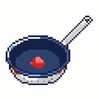 Retro Pixel Art Style Frying Pan with Red Dot in Center Illustration vector