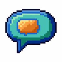 Colorful Pixel Art Speech Bubble Icon for Retro Digital Communication Graphic Design vector