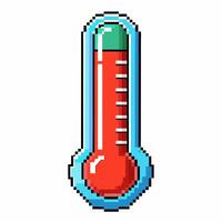 Pixel Art Thermometer Retro Style Temperature Icon with Vibrant Colors vector