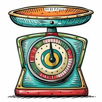 Vintage Kitchen Scale Illustration Retro Design with Colorful Details and Analog Dial vector