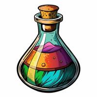 Colorful Potion Flask Illustration with Abstract Liquid Design vector