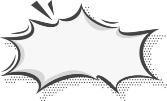 Manga speech bubble. Comic text frame with pop art halftone effect. Balloon chat shape for dialog. Cloud for shock shout and scream action message. Irregular cartoon decoration. png