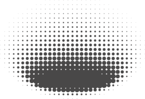 Dotted halftone abstract shape. Blurred shadow. Graphic element. Circular organic blob with gradation effect. png