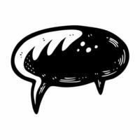 Hand Drawn Speech Bubble Icon in Black and White for Communication and Graphic Design vector