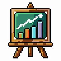 Pixel Art Financial Chart on Easel Retro Graph Illustration for Business Trends vector