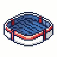 Retro Pixel Art Bowl with Blue and Red Pattern vector
