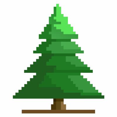 Pixel Art Christmas Tree Isolated on White Background Retro Holiday Illustration