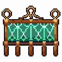 Retro Pixel Art Wall Mirror with Intricate Wooden Frame Design vector