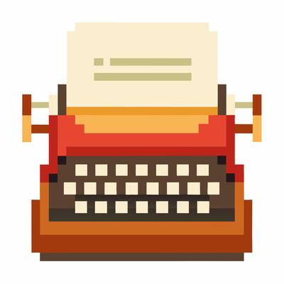 Retro Pixel Art Typewriter Illustration Vintage Office Concept