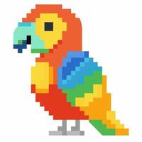 Colorful Pixel Art Parrot Illustration Perfect for Retro Themed Digital Projects and Designs vector