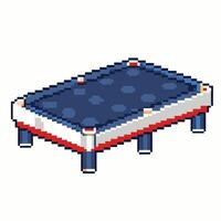 Retro Pixel Art Rectangular Pool Table with Blue Surface and Red White Trim vector