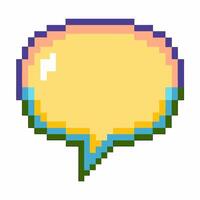 Pixel Art Speech Bubble with Retro 8 Bit Design and Vibrant Colors vector