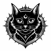 Mystical Cat Art with Celestial and Gothic Elements vector