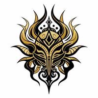 Golden Tribal Mask Design with Ornate Abstract Patterns vector