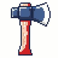 Retro 8 bit Pixel Art Hammer Icon Classic Gaming Style Design vector