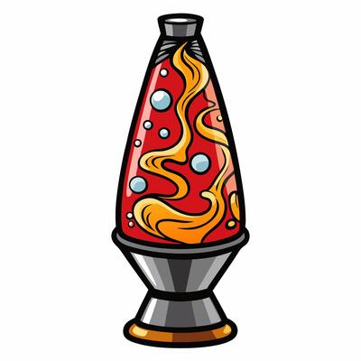 Retro Lava Lamp Illustration with Colorful Swirling Wax Design